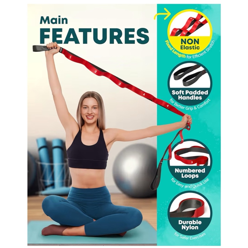 Stretching Strap with Loops - Non Elastic Stretch Band NEW CTRL Sports - Picture 8 of 10